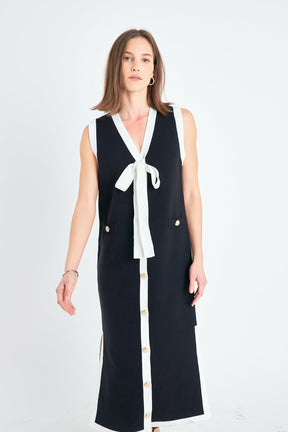 ENGLISH FACTORY - Knit Sleeveless Midi Dress With Ribbon Tie - DRESSES available at Objectrare