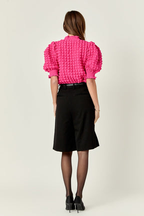 ENGLISH FACTORY - English Factory - Textured Mock Neck Short Sleeve Blouse - SHIRTS & BLOUSES available at Objectrare