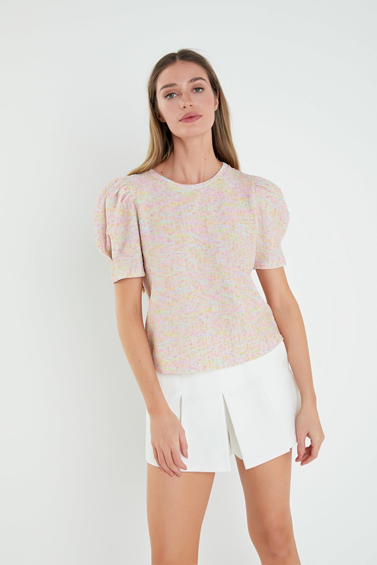 ENGLISH FACTORY - Rainbow Knit Short Sleeve Top - TOPS available at Objectrare