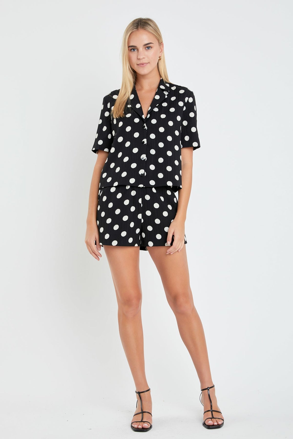 ENGLISH FACTORY - Textured Dots Short Sleeves Shirts - BLOUSES available at Objectrare