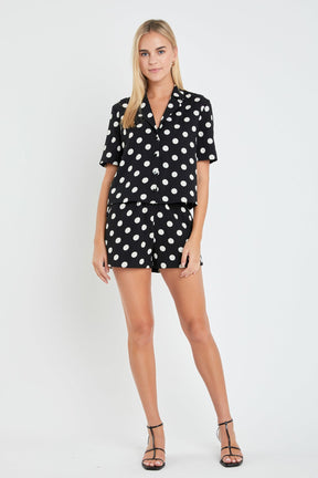 ENGLISH FACTORY - Textured Dots Short Sleeves Shirts - BLOUSES available at Objectrare