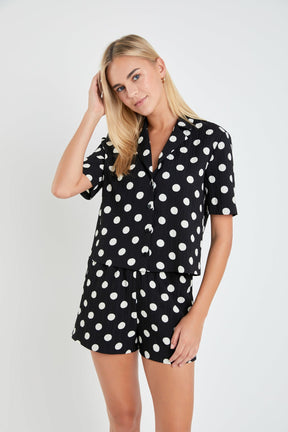 ENGLISH FACTORY - Textured Dots Short Sleeves Shirts - BLOUSES available at Objectrare