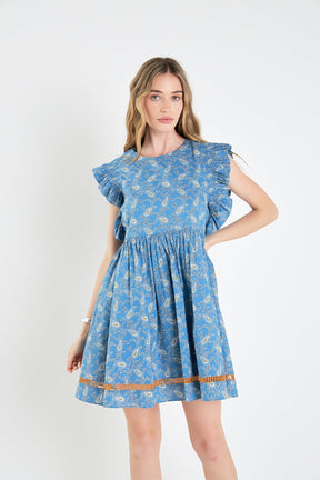 ENGLISH FACTORY - English Factory - Paisley Print Ruffle Sleeve Mini Dress - DRESSES available at Objectrare