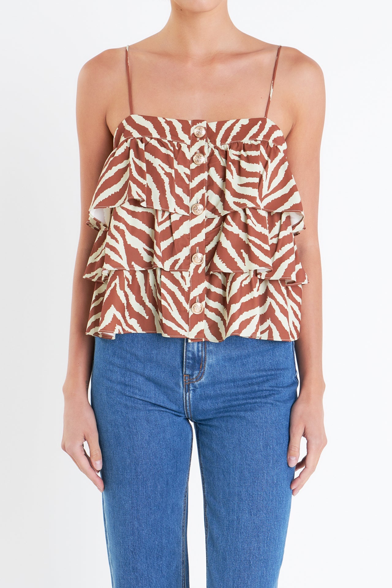 ENGLISH FACTORY - Zebra Print Sleeveless Top - TOPS available at Objectrare