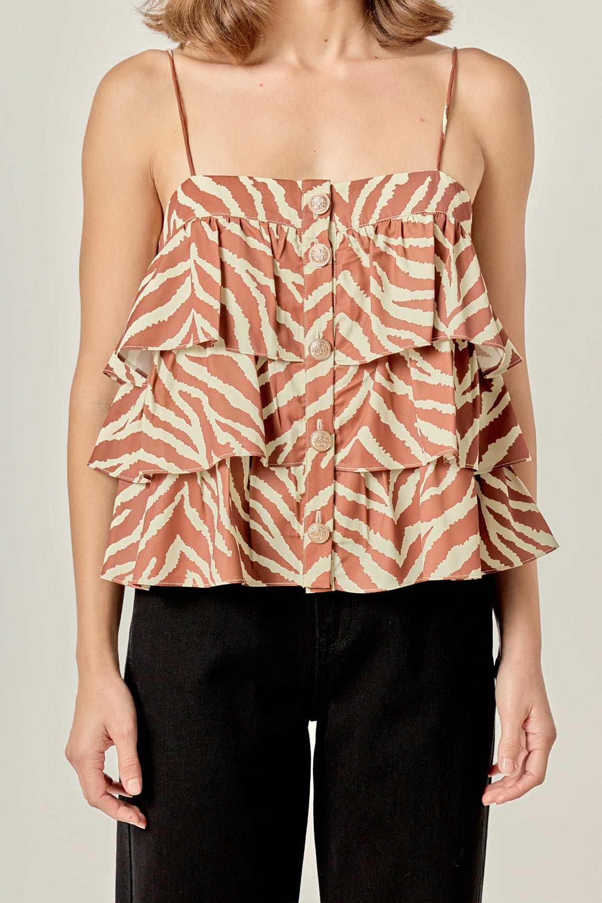 ENGLISH FACTORY - Zebra Print Sleeveless Top - TOPS available at Objectrare