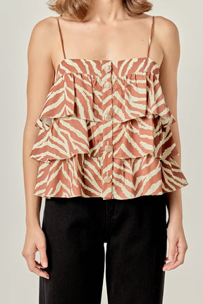 ENGLISH FACTORY - Zebra Print Sleeveless Top - TOPS available at Objectrare