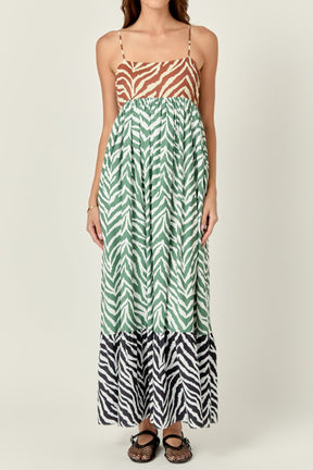 ENGLISH FACTORY - English Factory - Zebra Print Colorblocked Maxi Dress - DRESSES available at Objectrare