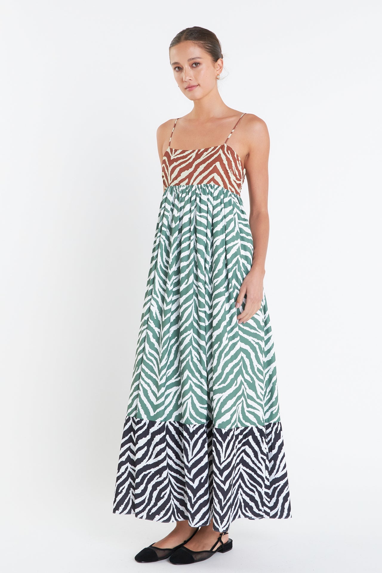 ENGLISH FACTORY - Zebra Print Colorblocked Maxi Dress - DRESSES available at Objectrare