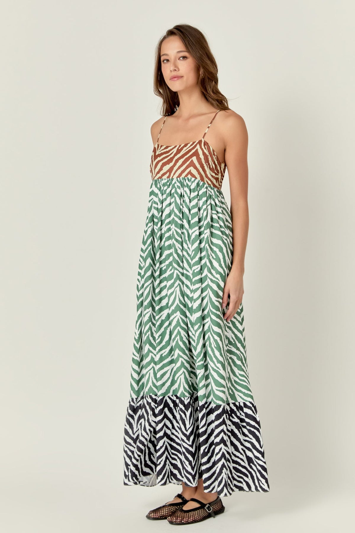 ENGLISH FACTORY - Zebra Print Color blocked Maxi Dress - DRESSES available at Objectrare