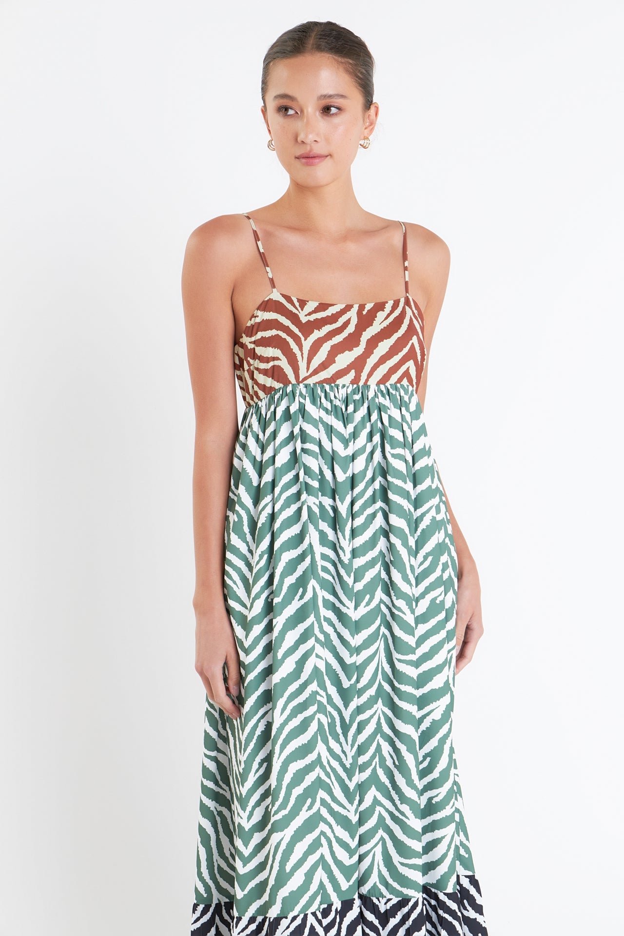 ENGLISH FACTORY - Zebra Print Colorblocked Maxi Dress - DRESSES available at Objectrare