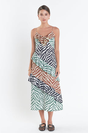 ENGLISH FACTORY - English Factory - Zebra Print Colorblocked Slip Dress - DRESSES available at Objectrare