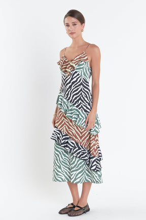 ENGLISH FACTORY - English Factory - Zebra Print Colorblocked Slip Dress - DRESSES available at Objectrare