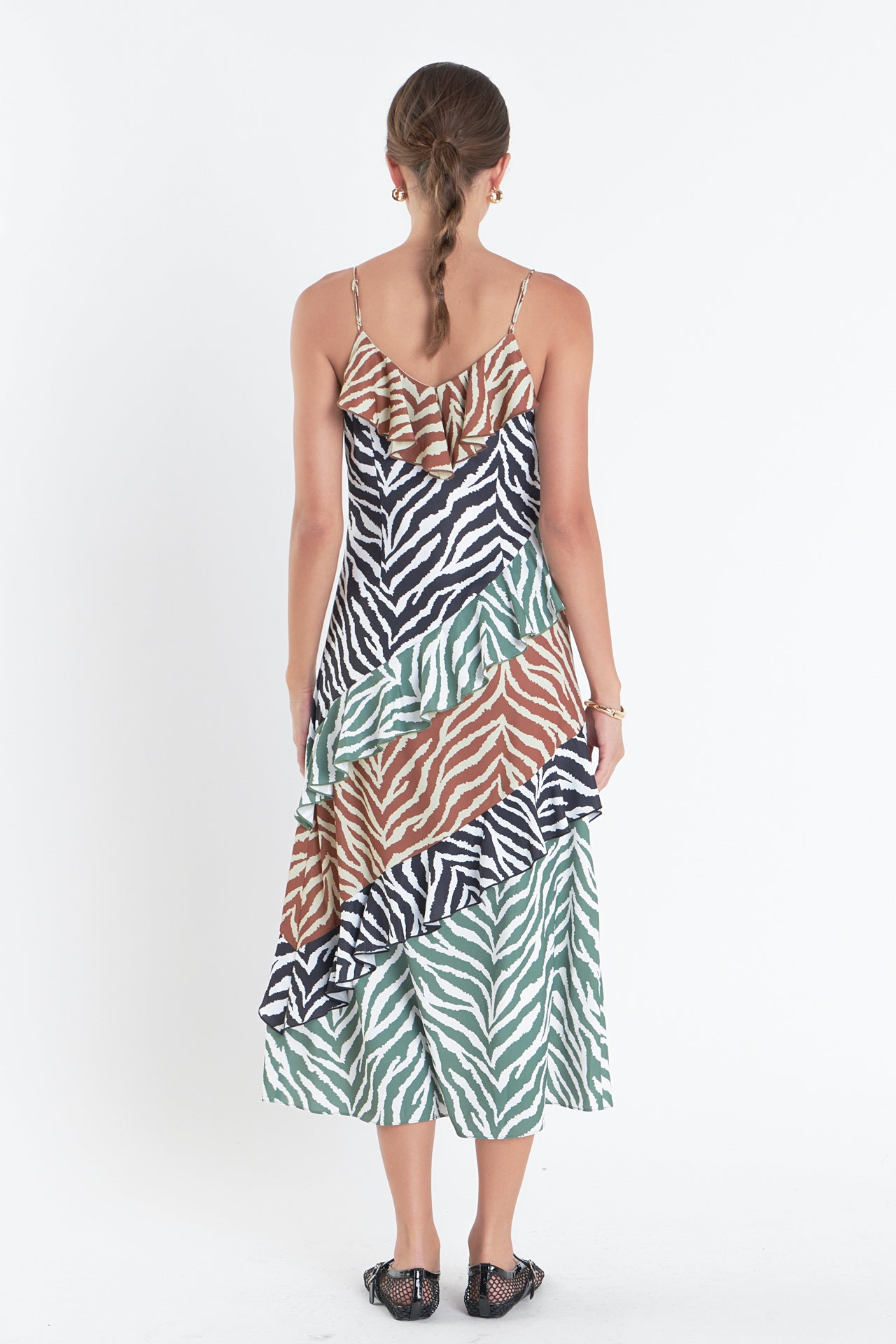 ENGLISH FACTORY - Zebra Print Colorblocked Slip Dress - DRESSES available at Objectrare