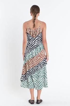 ENGLISH FACTORY - Zebra Print Colorblocked Slip Dress - DRESSES available at Objectrare