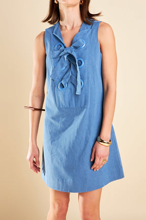 ENGLISH FACTORY - Denim Lace up Mini Dress - DRESSES available at Objectrare