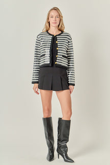 ENGLISH FACTORY - Sequin Striped Knit Cardigan - SWEATERS & KNITS available at Objectrare