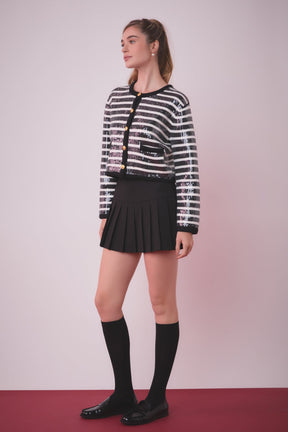 ENGLISH FACTORY - English Factory - Sequin Striped Knit Cardigan - SWEATERS & KNITS available at Objectrare