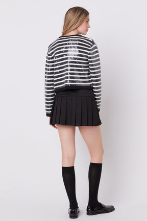 ENGLISH FACTORY - Sequin Striped Knit Cardigan - JACKETS available at Objectrare