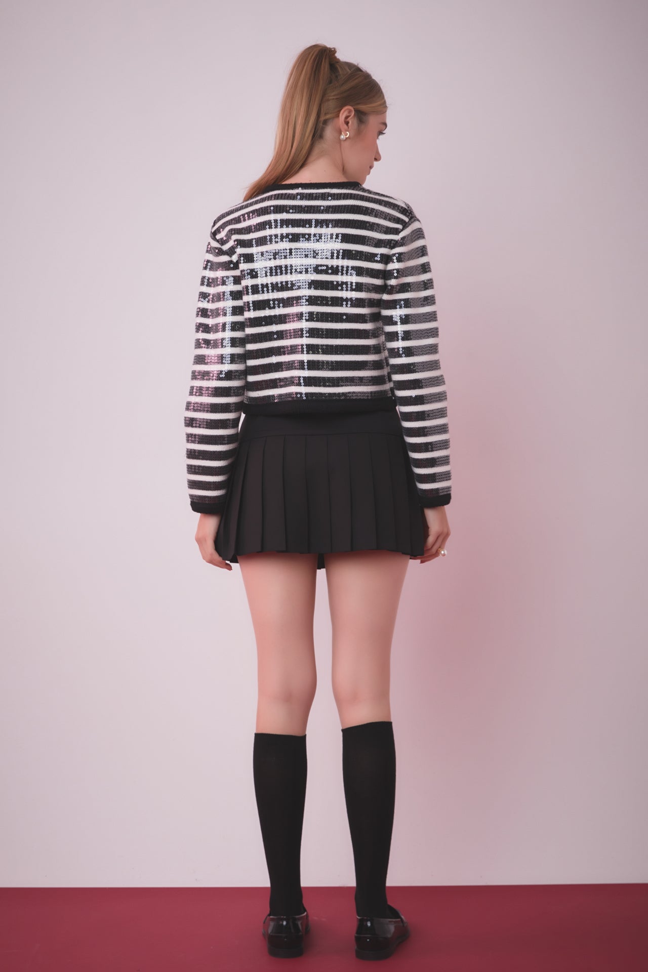 ENGLISH FACTORY - English Factory - Sequin Striped Knit Cardigan - CARDIGANS available at Objectrare