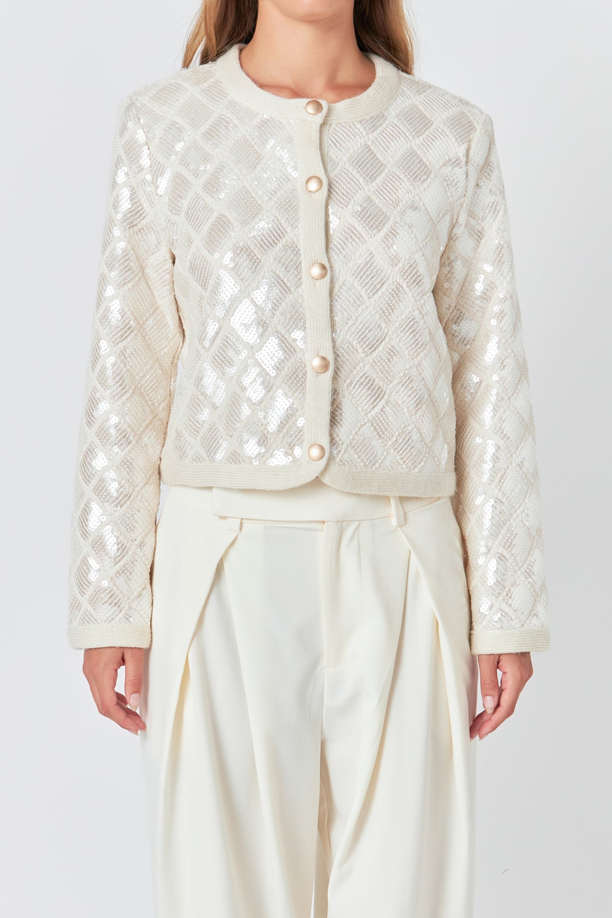 ENDLESS ROSE - Sequin Patchwork Crocket Jacket - JACKETS available at Objectrare