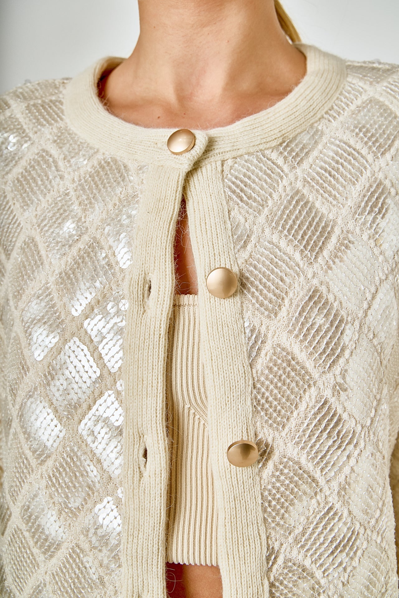 ENDLESS ROSE - Sequined Patchwork Crochet Jacket - JACKETS available at Objectrare
