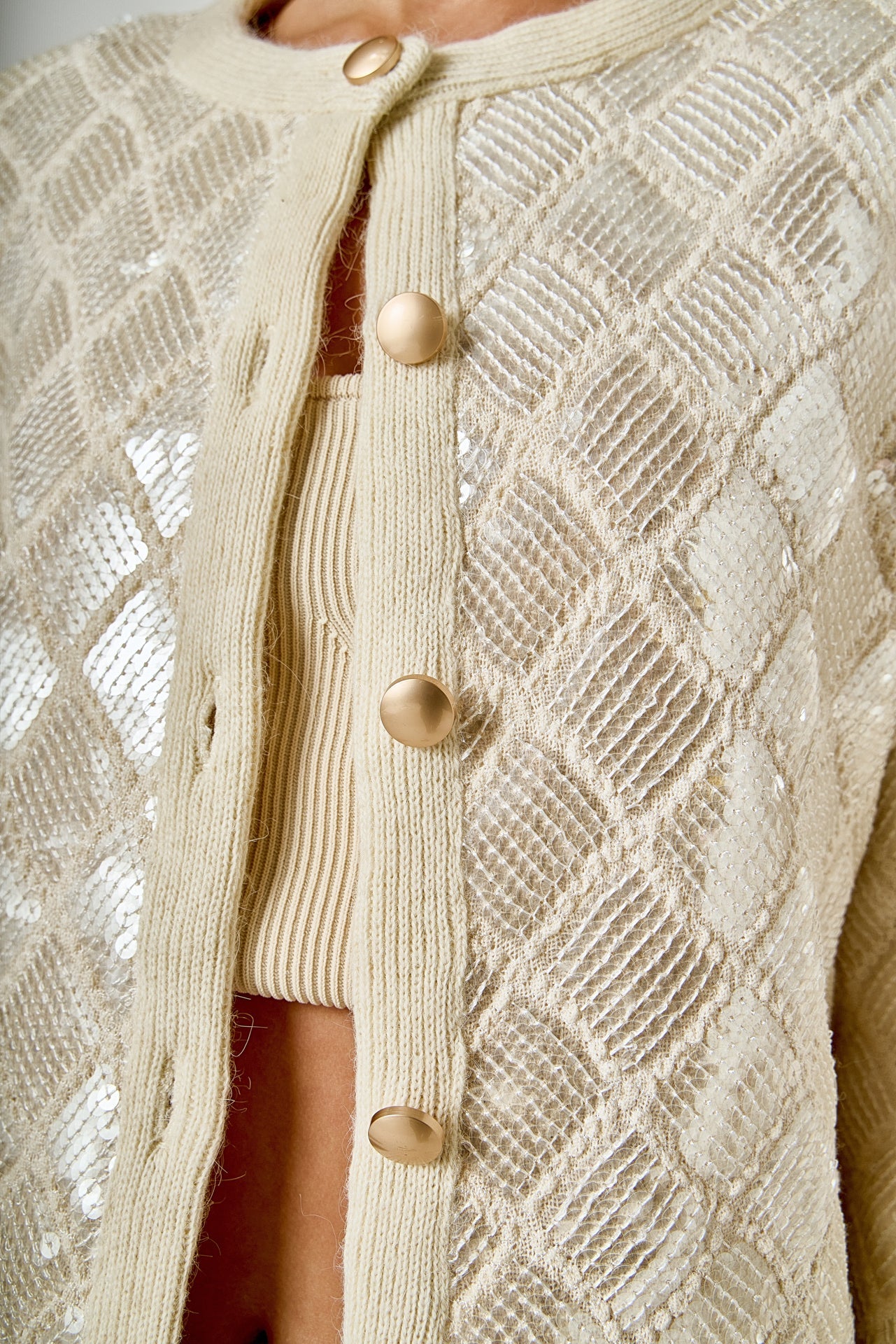 ENDLESS ROSE - Sequined Patchwork Crochet Jacket - JACKETS available at Objectrare