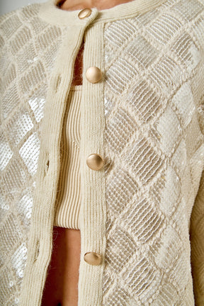 ENDLESS ROSE - Sequined Patchwork Crochet Jacket - JACKETS available at Objectrare