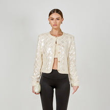 ENDLESS ROSE - Sequined Patchwork Crochet Jacket - JACKETS available at Objectrare