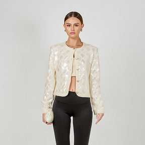ENDLESS ROSE - Sequined Patchwork Crochet Jacket - JACKETS available at Objectrare