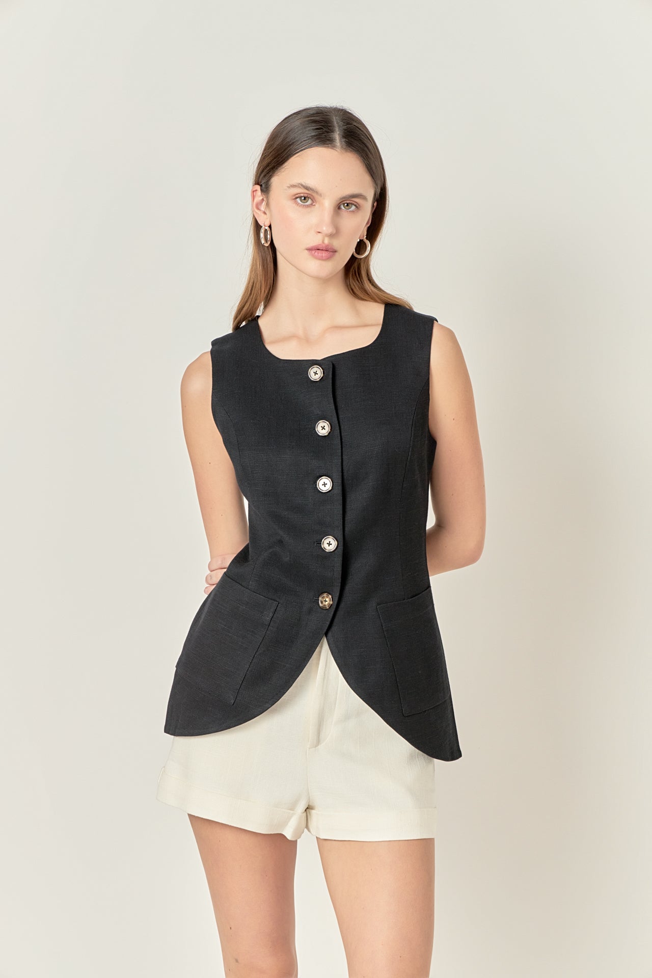 ENGLISH FACTORY - Linen Waistcoat - TOPS available at Objectrare