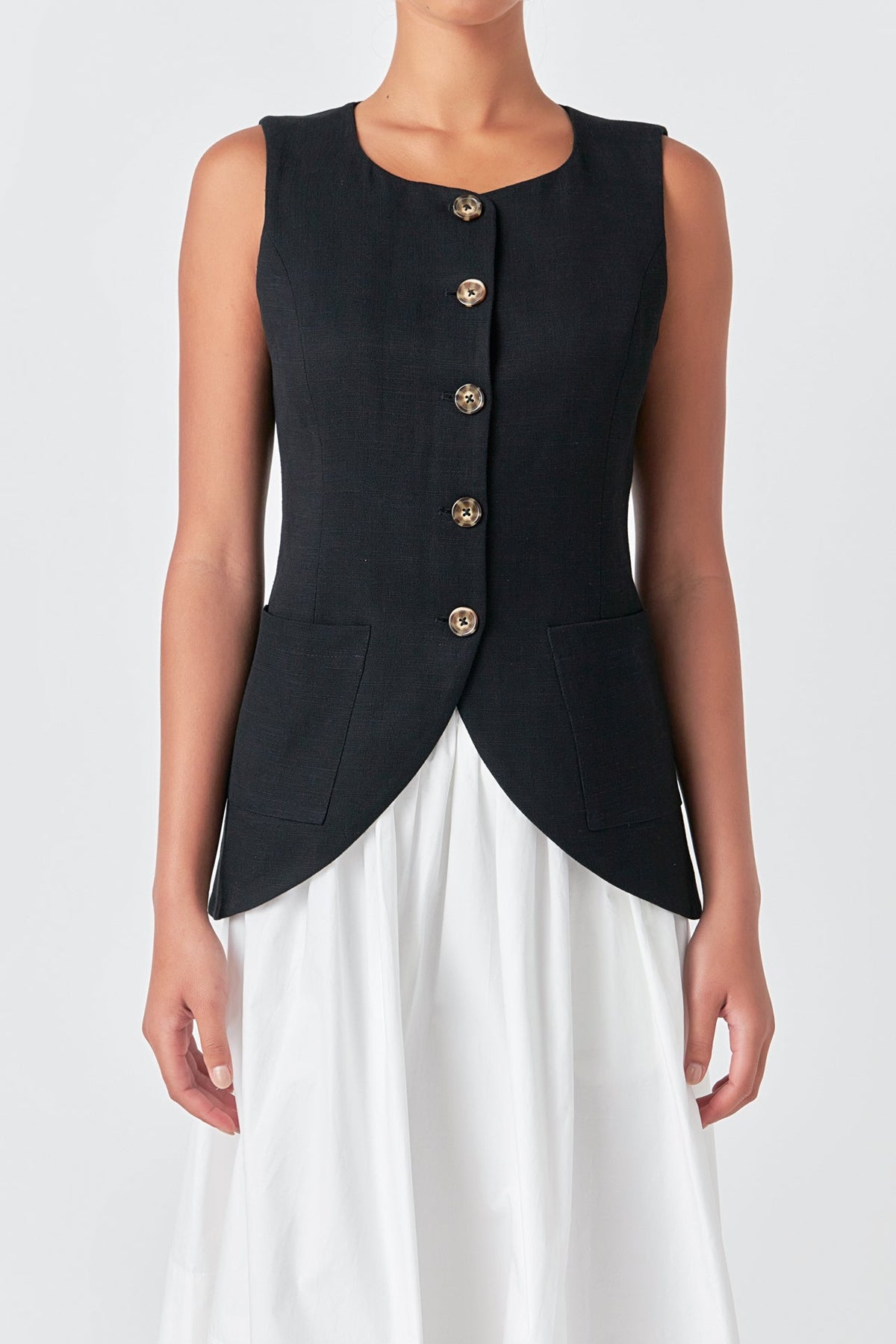 ENGLISH FACTORY - Linen Waistcoat - TOPS available at Objectrare