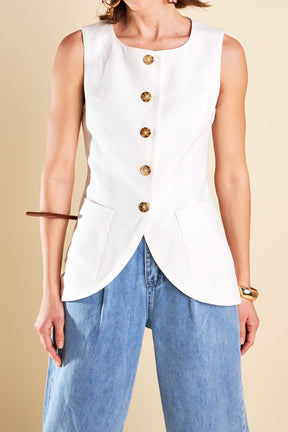 ENGLISH FACTORY - Linen Waistcoat - TOPS available at Objectrare