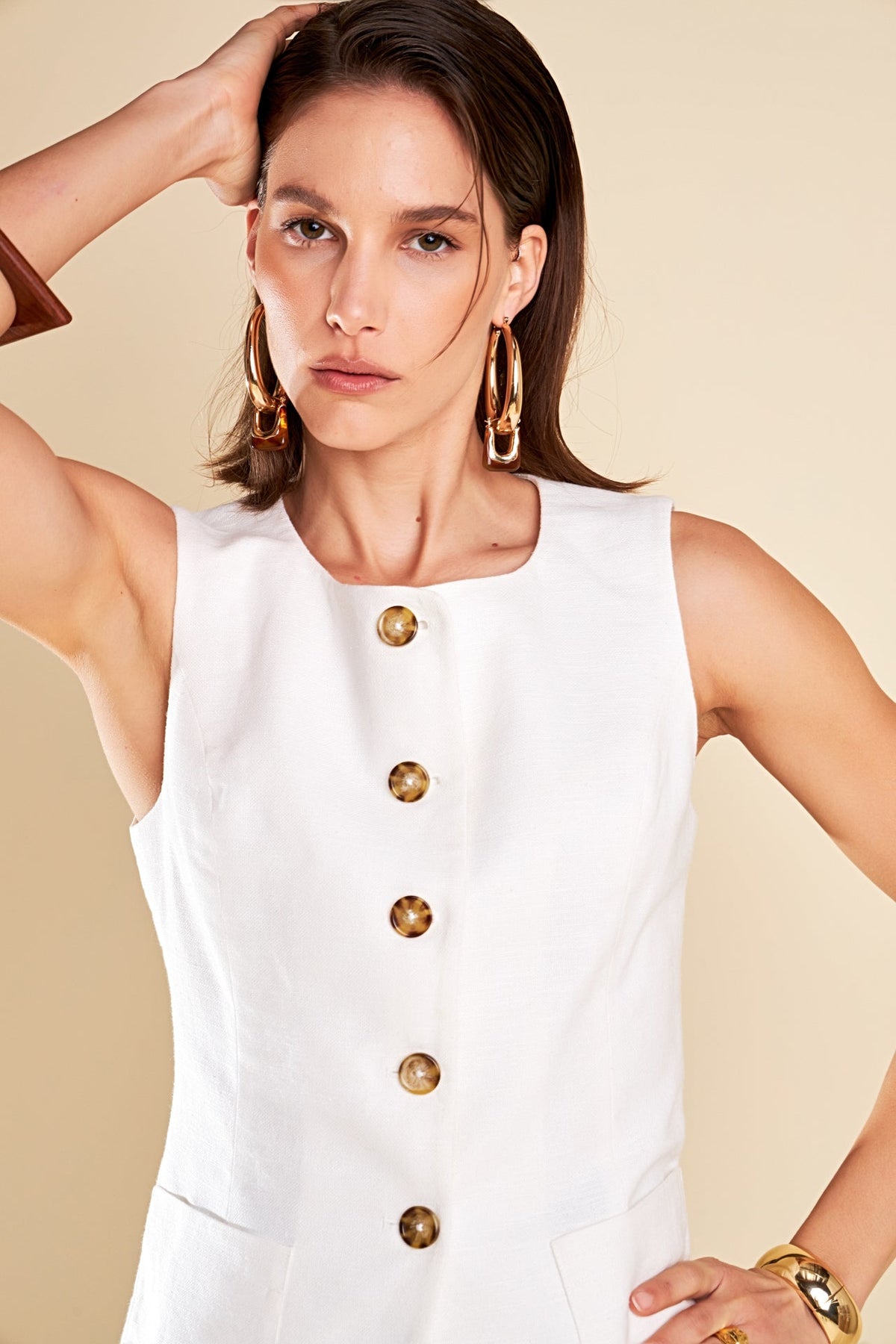 ENGLISH FACTORY - Linen Waistcoat - TOPS available at Objectrare