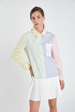 Colorblocked Shirt Dress