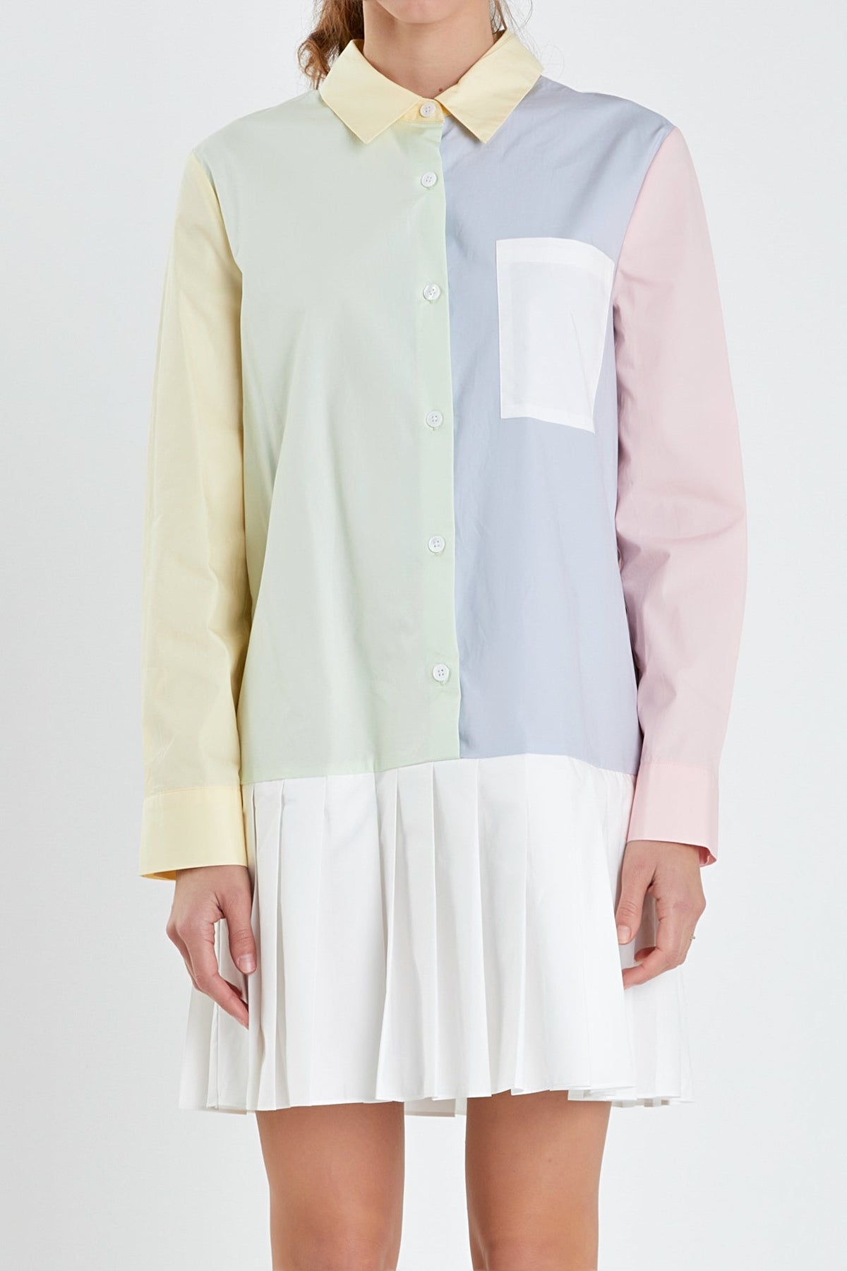 Colorblocked Shirt Dress