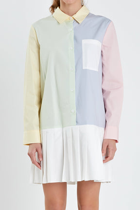 ENGLISH FACTORY - English Factory - Colorblocked Shirt Dress - DRESSES available at Objectrare