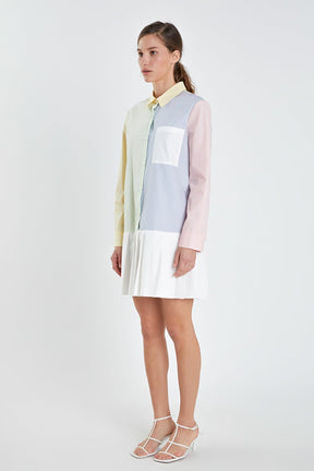 ENGLISH FACTORY - English Factory - Colorblocked Shirt Dress - DRESSES available at Objectrare