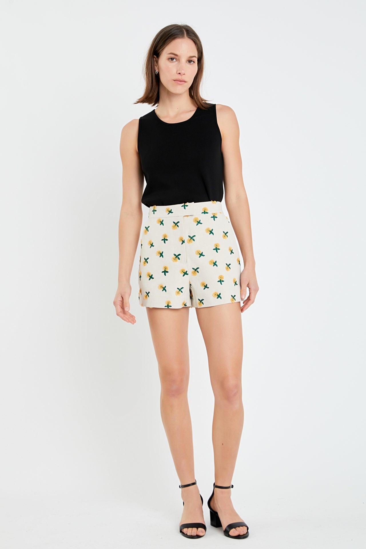 Embroidered Linen Shorts