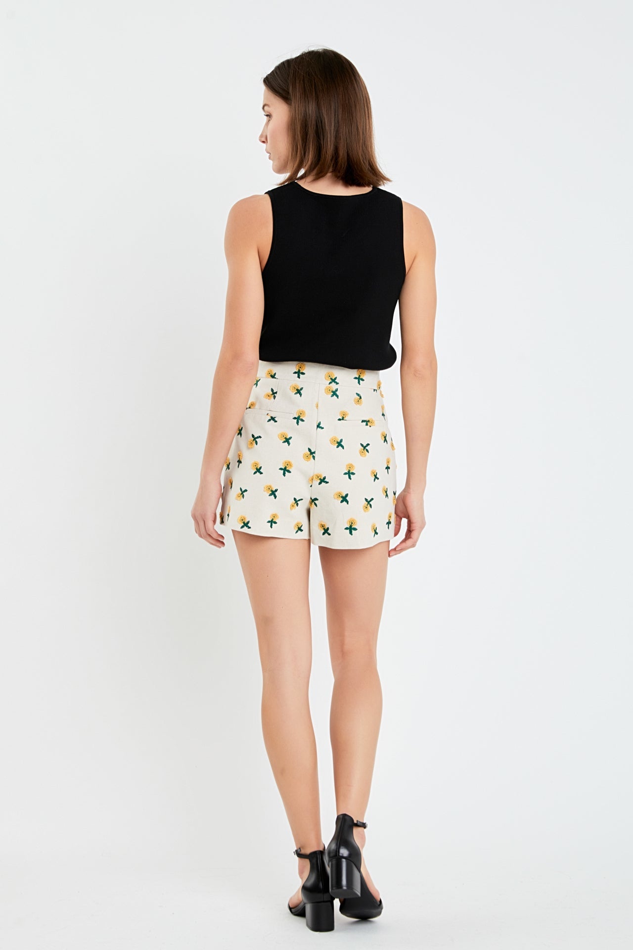 Embroidered Linen Shorts