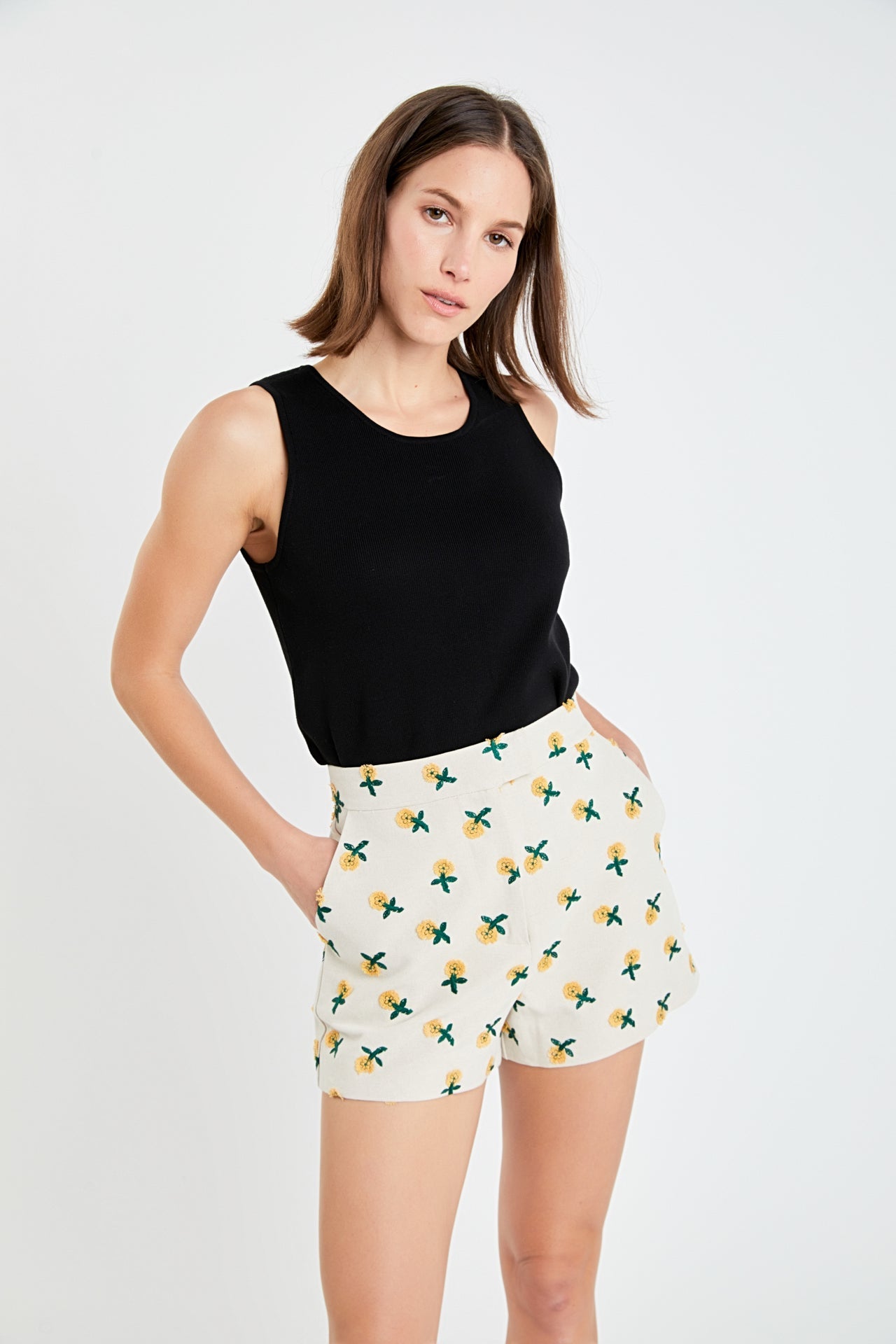 ENGLISH FACTORY - Embroidered Linen Shorts - SHORTS available at Objectrare