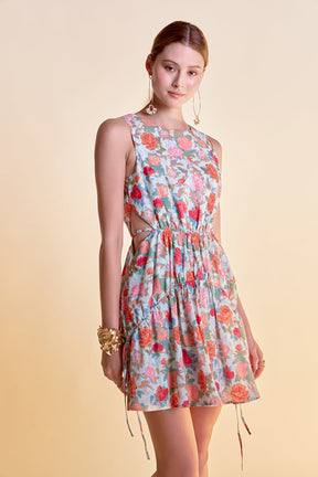 ENGLISH FACTORY - English Factory - Floral Print Cut Out Mini Dress - DRESSES available at Objectrare