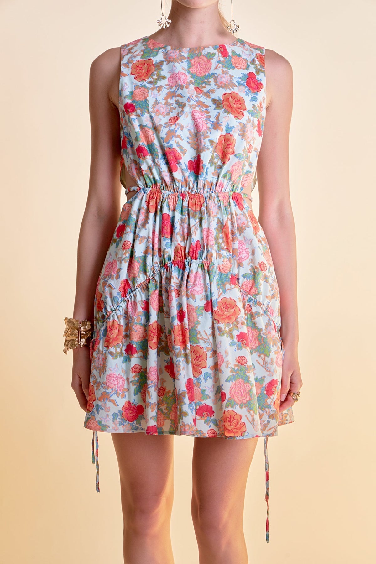 ENGLISH FACTORY - English Factory - Floral Print Cut Out Mini Dress - DRESSES available at Objectrare