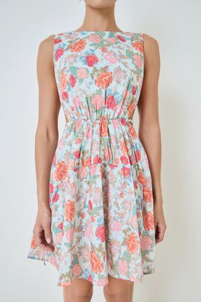 MARSY - Floral Print Cut Out Mini Dress - DRESSES available at Objectrare