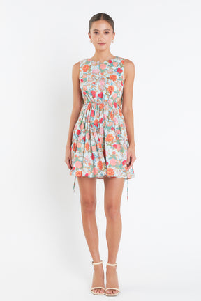 ENGLISH FACTORY - Floral Print Cut Out Mini Dress - DRESSES available at Objectrare