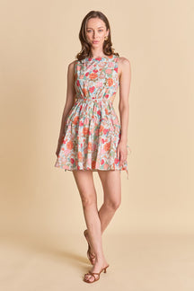 Floral Print Cut Out Mini Dress