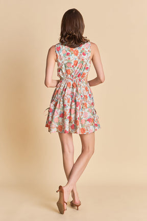 Floral Print Cut Out Mini Dress
