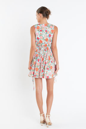ENGLISH FACTORY - Floral Print Cut Out Mini Dress - DRESSES available at Objectrare