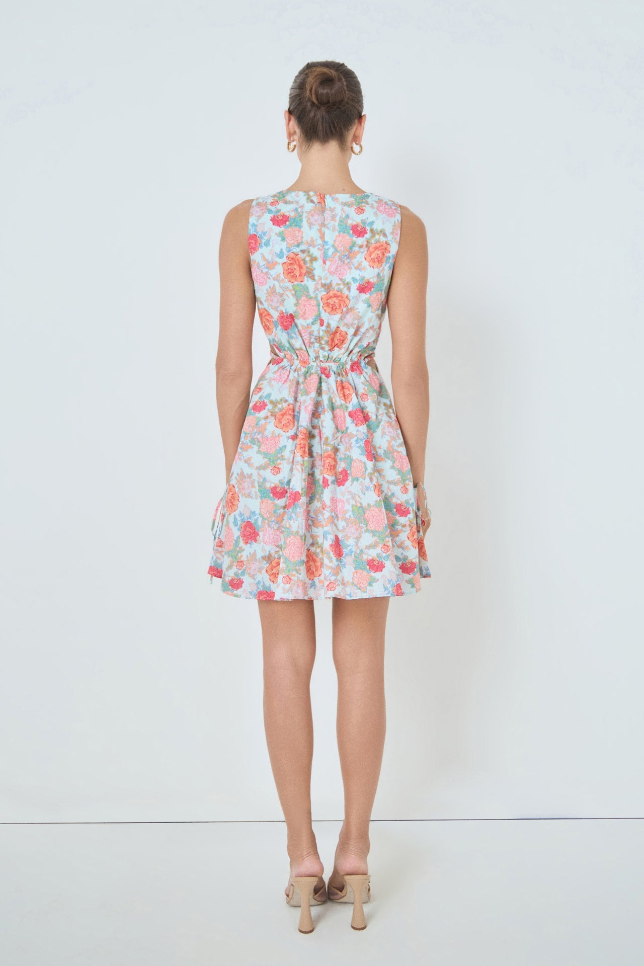 MARSY - Floral Print Cut Out Mini Dress - DRESSES available at Objectrare
