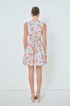 MARSY - Floral Print Cut Out Mini Dress - DRESSES available at Objectrare