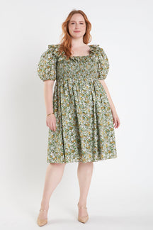 ENGLISH FACTORY - English Factory - Floral Print Smocked Puff Sleeve Dress - DRESSES available at Objectrare